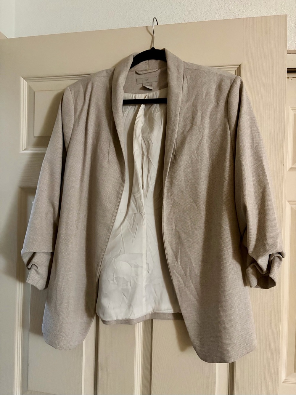 H&M Light Beige Open-Front Shawl Collar Blazer